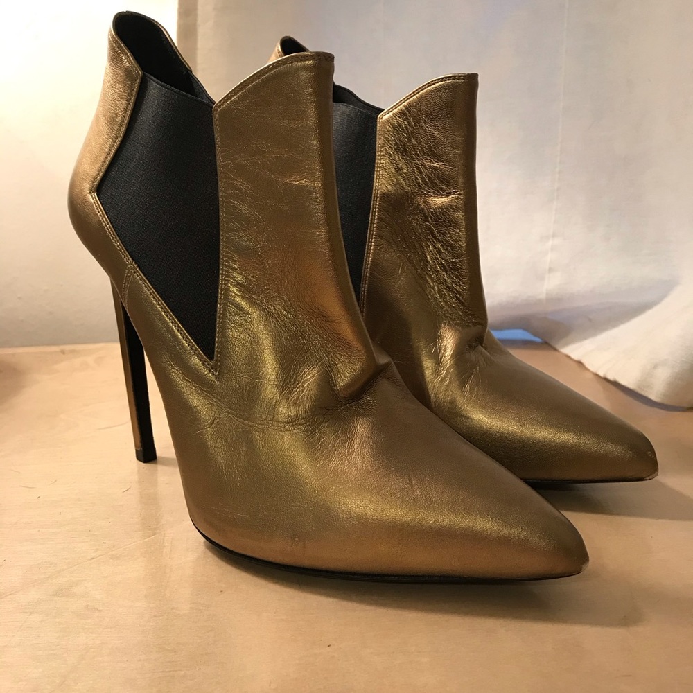 SAINT LAURENT GOLD BOOTIES